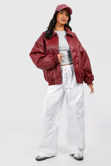 Contrast Stitching Faux – Finish Jacket – Tabitha