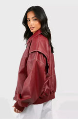 Contrast Stitching Faux – Finish Jacket – Tabitha