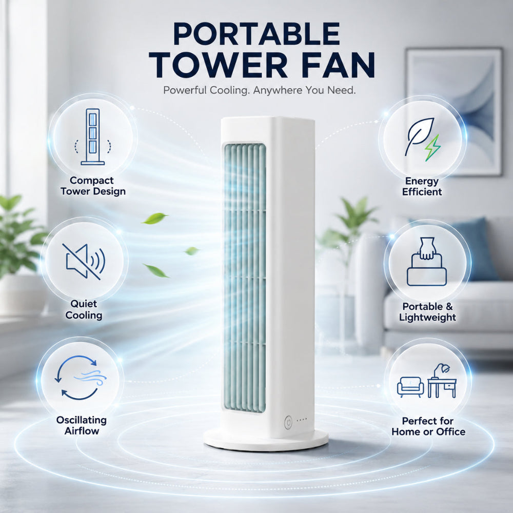 Cooling Portable Fan Tower Fan Oscillating Quiet Compact