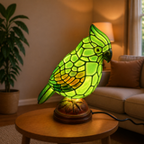 Table Lamp Red Cardinal Bird USB Powered Art Glass Lighting