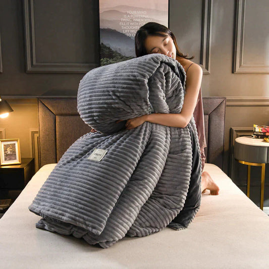 Duvet Cover Set – Plush Fleece Fabric, Winter Bedspread & Machine Washable