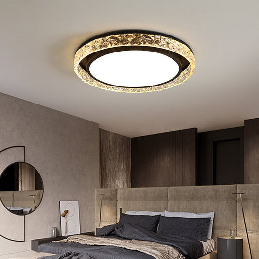 LED Ceiling Light – Crystal Halo Design, Remote Dimmable & Flush Mount