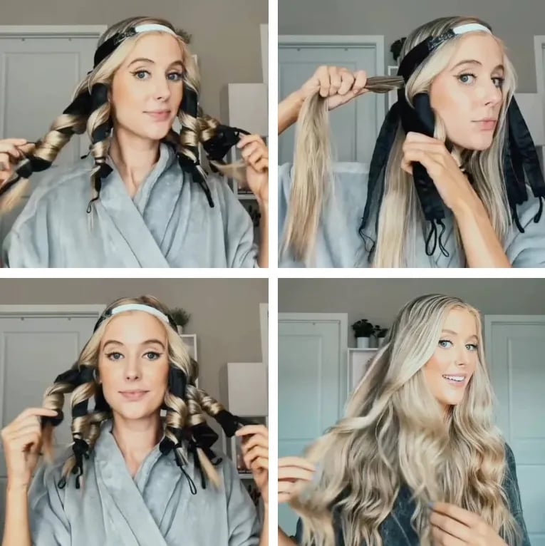 Heatless Curling Headband – Satin, Overnight Curls & 2 Hair Ties