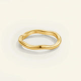 Gold Stacking Ring Minimalist Stainless Steel Band Everyday Wear