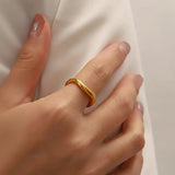 Gold Stacking Ring Minimalist Stainless Steel Band Everyday Wear