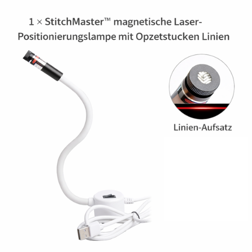 Magnetic Laser Sewing Guide – 3 Interchangeable Heads, 360° Gooseneck & USB 5V