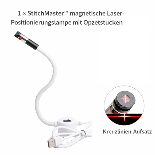Magnetic Laser Sewing Guide – 3 Interchangeable Heads, 360° Gooseneck & USB 5V