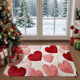 Doormat Heart Pattern Non Slip Polyester Entry Floor Mat