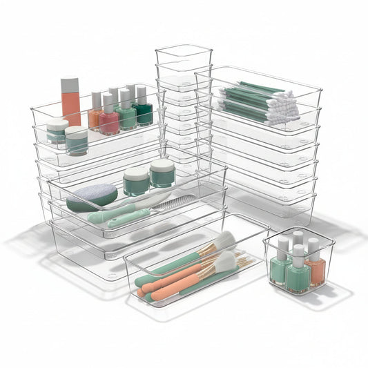 Drawer Organizer – Plastic Storage Trays, Multi-Room Use & Stackable Design