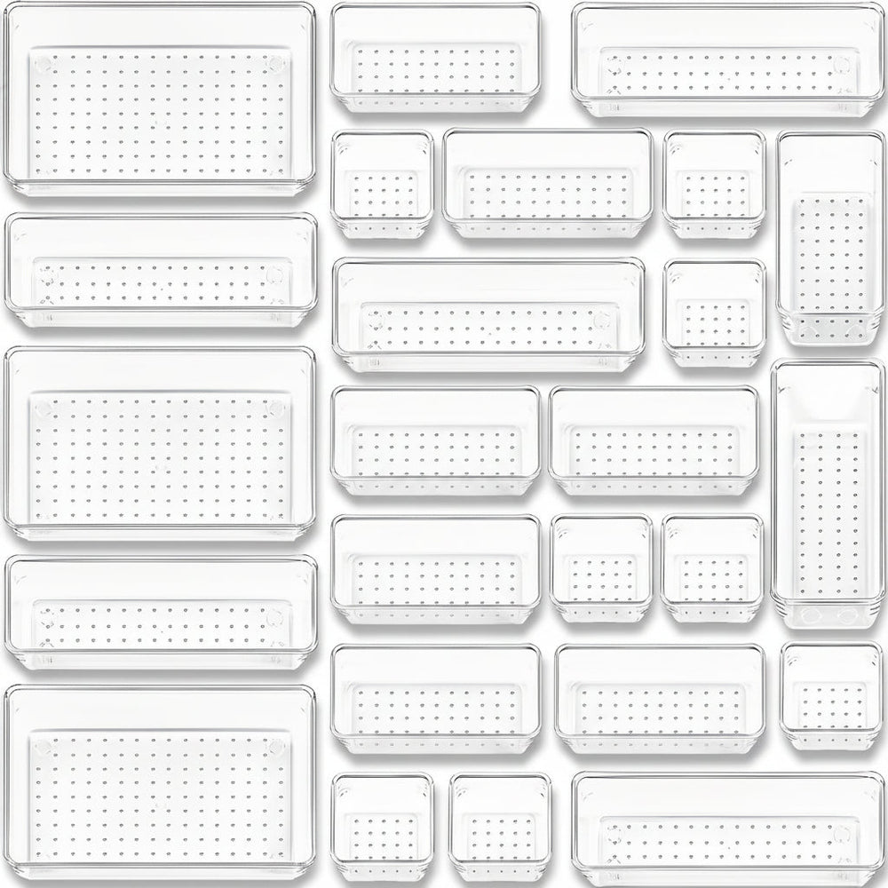 Drawer Organizer Plastic Storage Trays Set Kitchen Office Bathroom