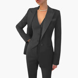 Women's Three-Piece Suit – Notched Blazer, Vest & Straight-Leg Pants