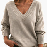 Women's V-Neck Sweater – Long Sleeves & Pullover Style