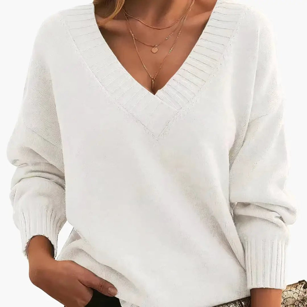 Women's V-Neck Sweater – Long Sleeves & Pullover Style