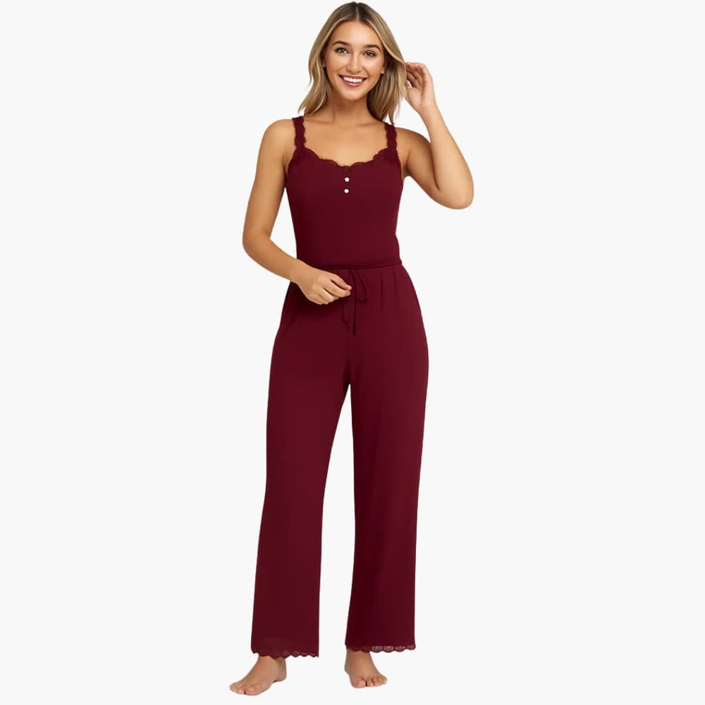 Women's Pajama Set – Lace Trim & Drawstring Pants