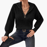 Women's Sweater – Half Zip & Ribbed Knit