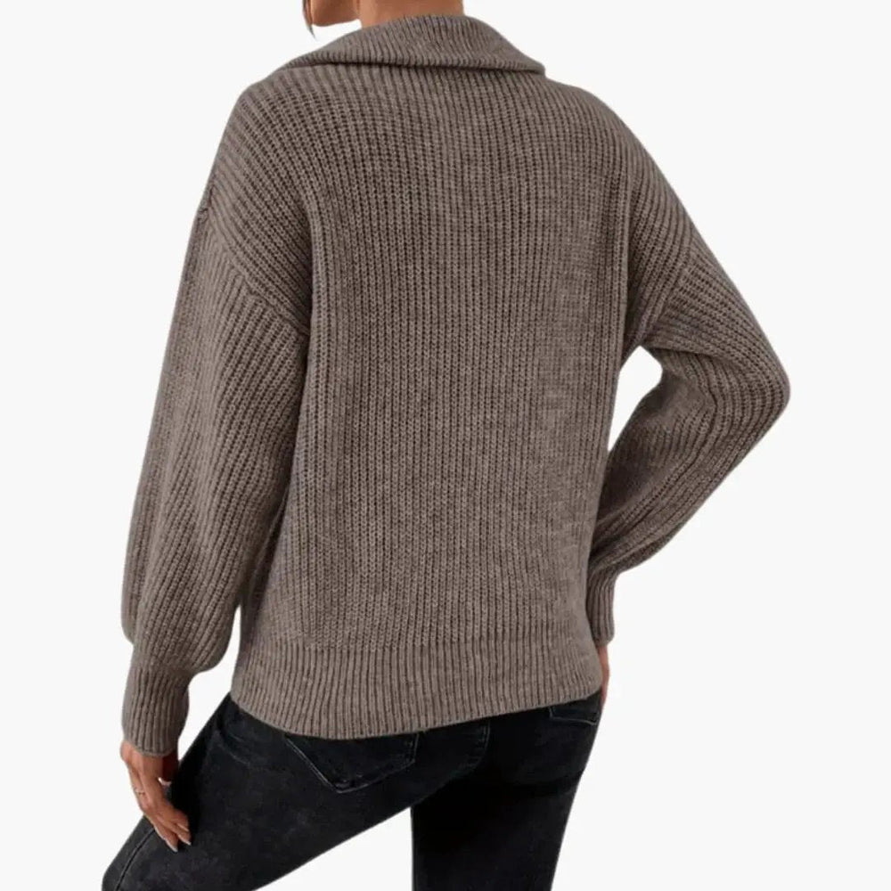Women's Sweater – Half Zip & Ribbed Knit