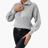 Women's Sweater – Half Zip & Ribbed Knit