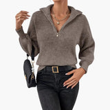 Women's Sweater – Half Zip & Ribbed Knit