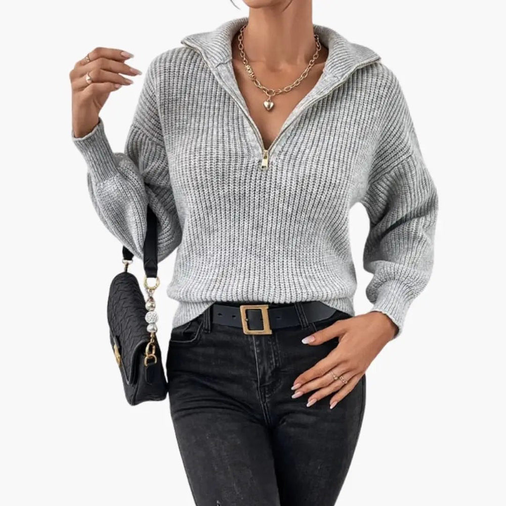 Women's Sweater – Half Zip & Ribbed Knit