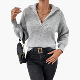 Women's Sweater – Half Zip & Ribbed Knit