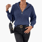 Women's Sweater – Half Zip & Ribbed Knit