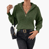 Women's Sweater – Half Zip & Ribbed Knit