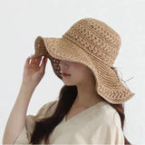 Women's Straw Sun Hat – Wide Brim, 56-58cm Size & Retro Beach Style