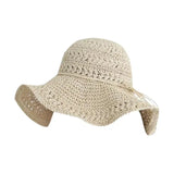 Women's Straw Sun Hat – Wide Brim, 56-58cm Size & Retro Beach Style