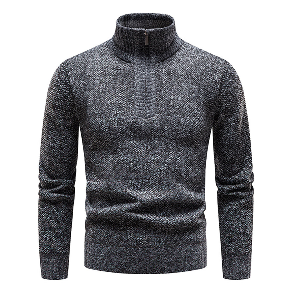 Knitted Men's Sweater with Half Zip - Cedric
