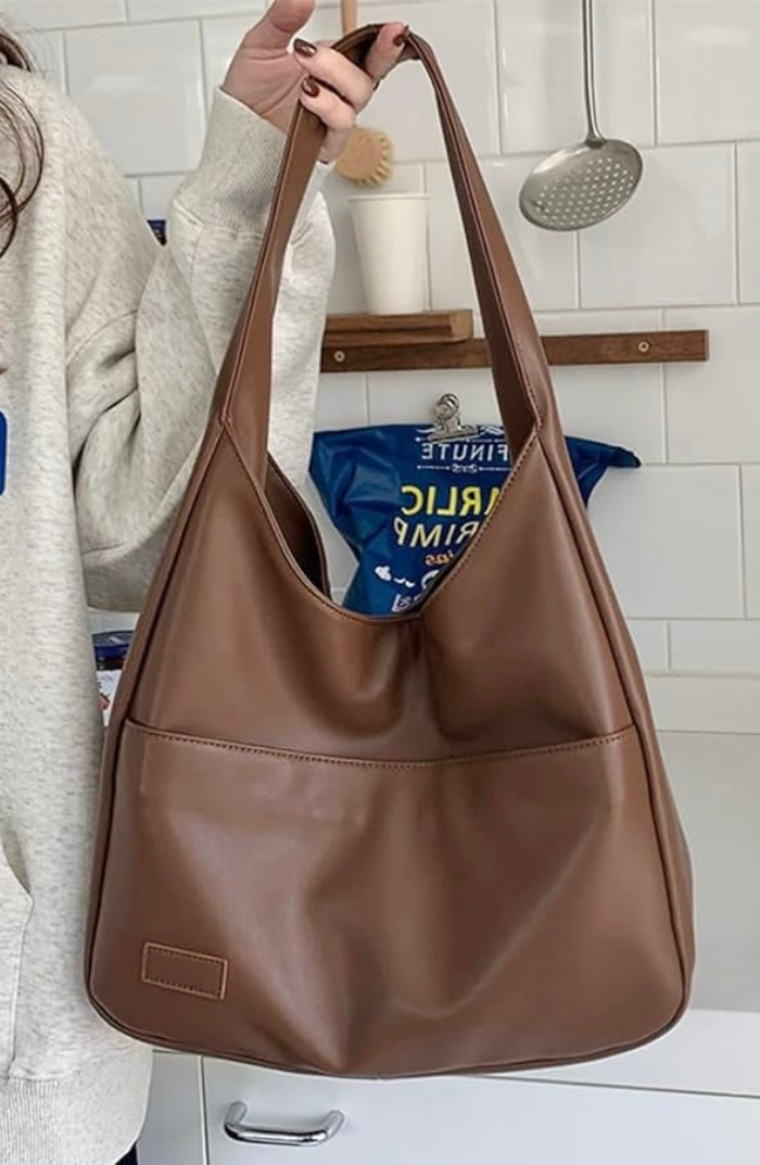 Women's Faux Leather Shoulder Bag – Front Pocket, Wide Strap & 4 Colors