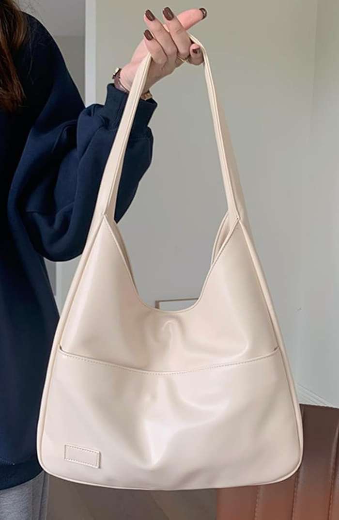 Women's Faux Leather Shoulder Bag – Front Pocket, Wide Strap & 4 Colors