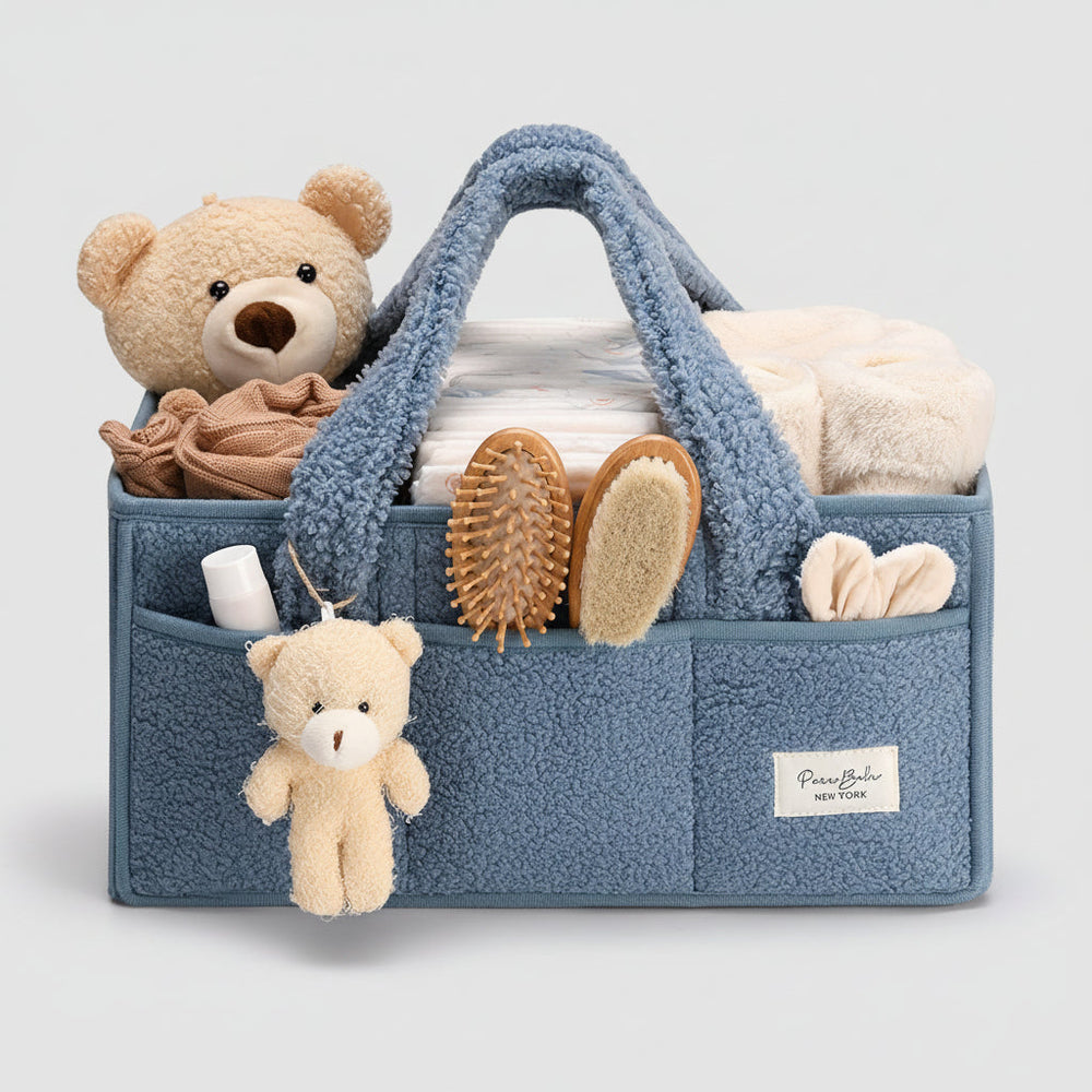 Diaper Caddy Organizer Plush Sherpa Baby Storage Basket