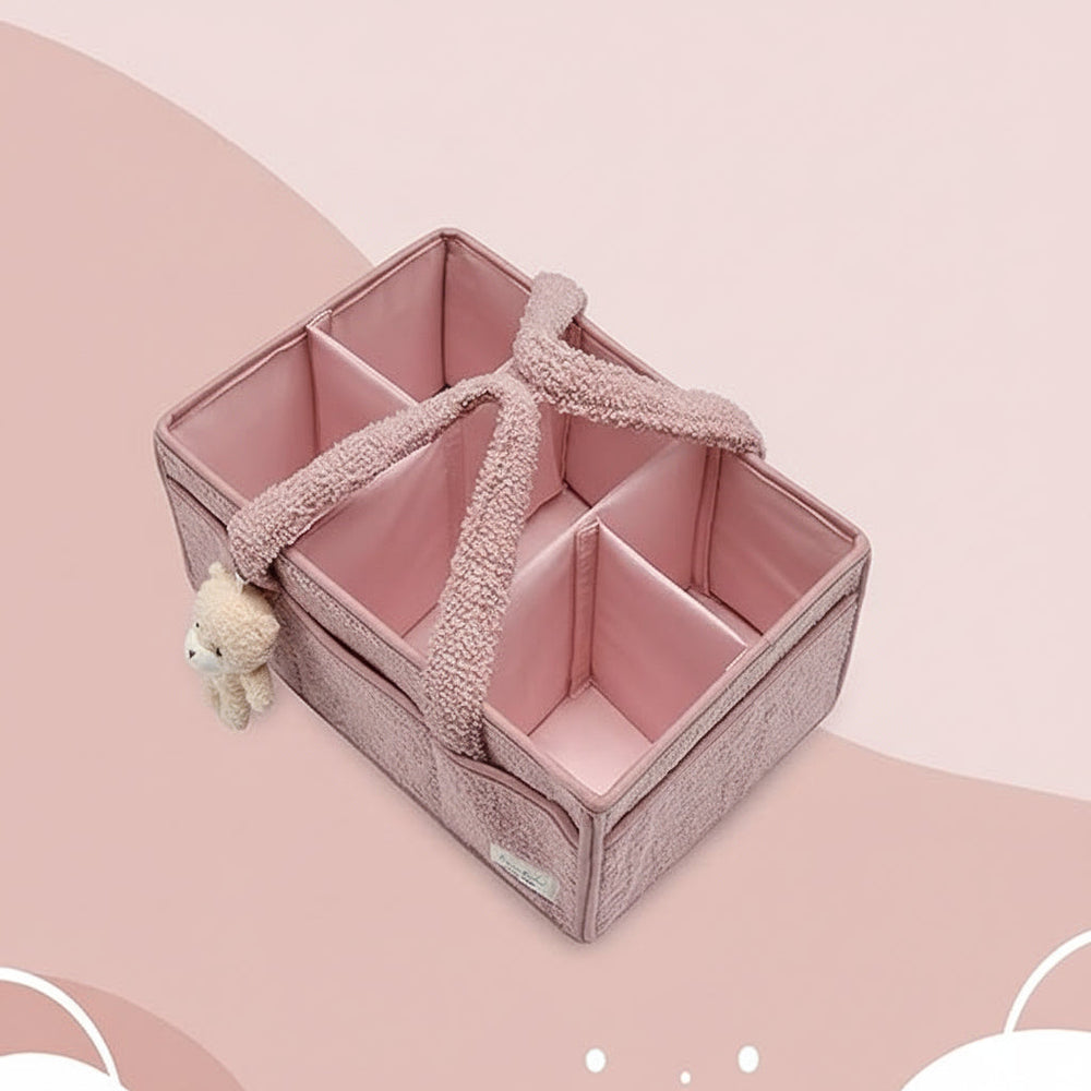 Diaper Caddy Organizer Plush Sherpa Baby Storage Basket