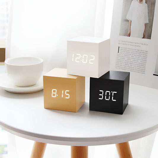Digital Alarm Clock – LED Display, Desk Design & Temperature Timer