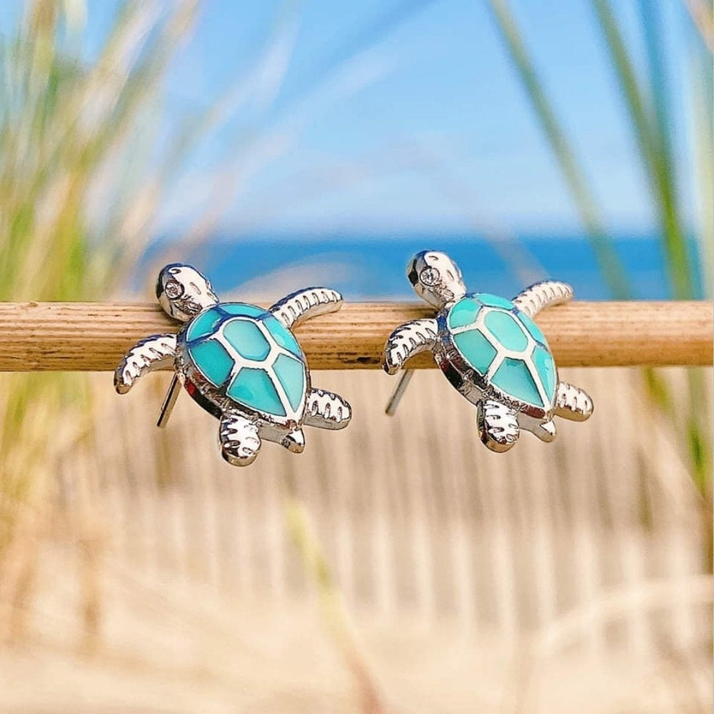 Elena sea turtle earrings - Blue