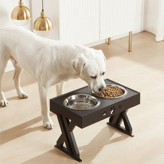 Elevated Pet Feeding Station – Adjustable Height, Foldable Stand & Dog Cat Bowls