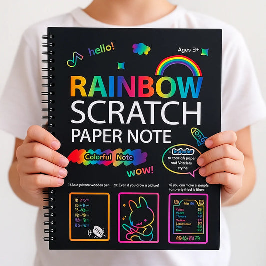 Scratch Art Drawing Paper – Rainbow Design, Craft Set & Kids Activity