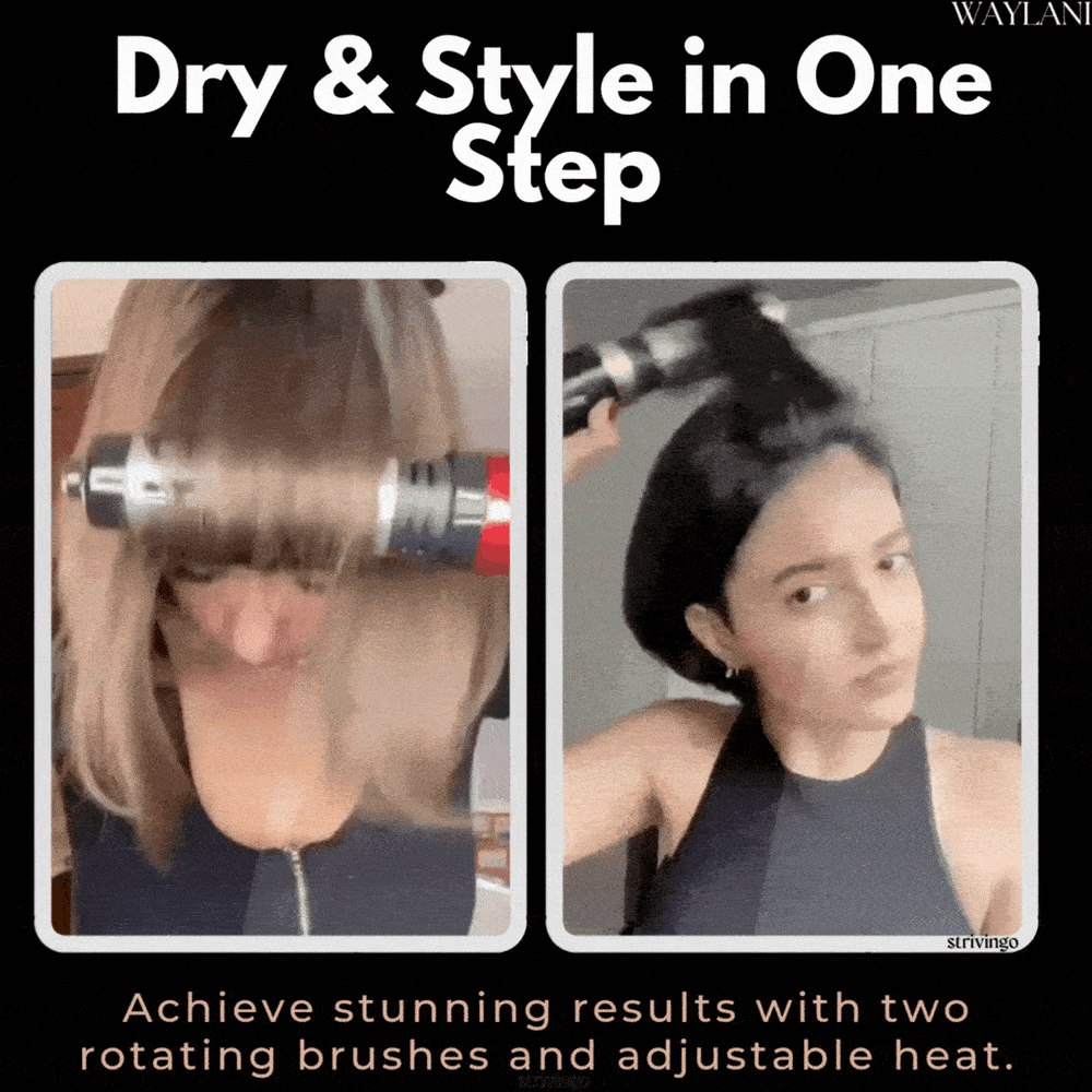 BowLift | 3-in-1 Rotating Hair Dryer and Styler with Adjustable Temperature for Effortless Curls and Waves