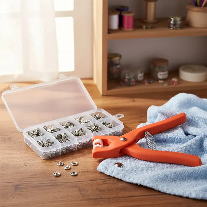 Enhanced Product Title: "Druckknopf-Zangen-Set für präzises Arbeiten – Hochwertige Druckknopfzangen mit Zubehör für Nähprojekte und DIY-Bastelarbeiten" 

This title includes relevant keywords and provides more context about the product's use and quality,