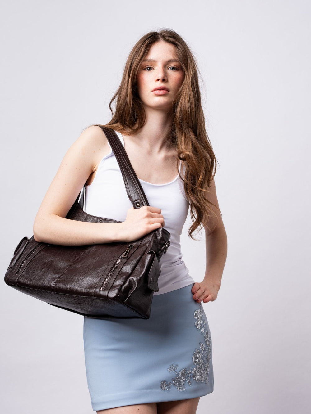 Stylische Handtasche mit Reißverschlusstaschen & Abnehmbarem Trageriemen – Ideal für Alltag & Reisen