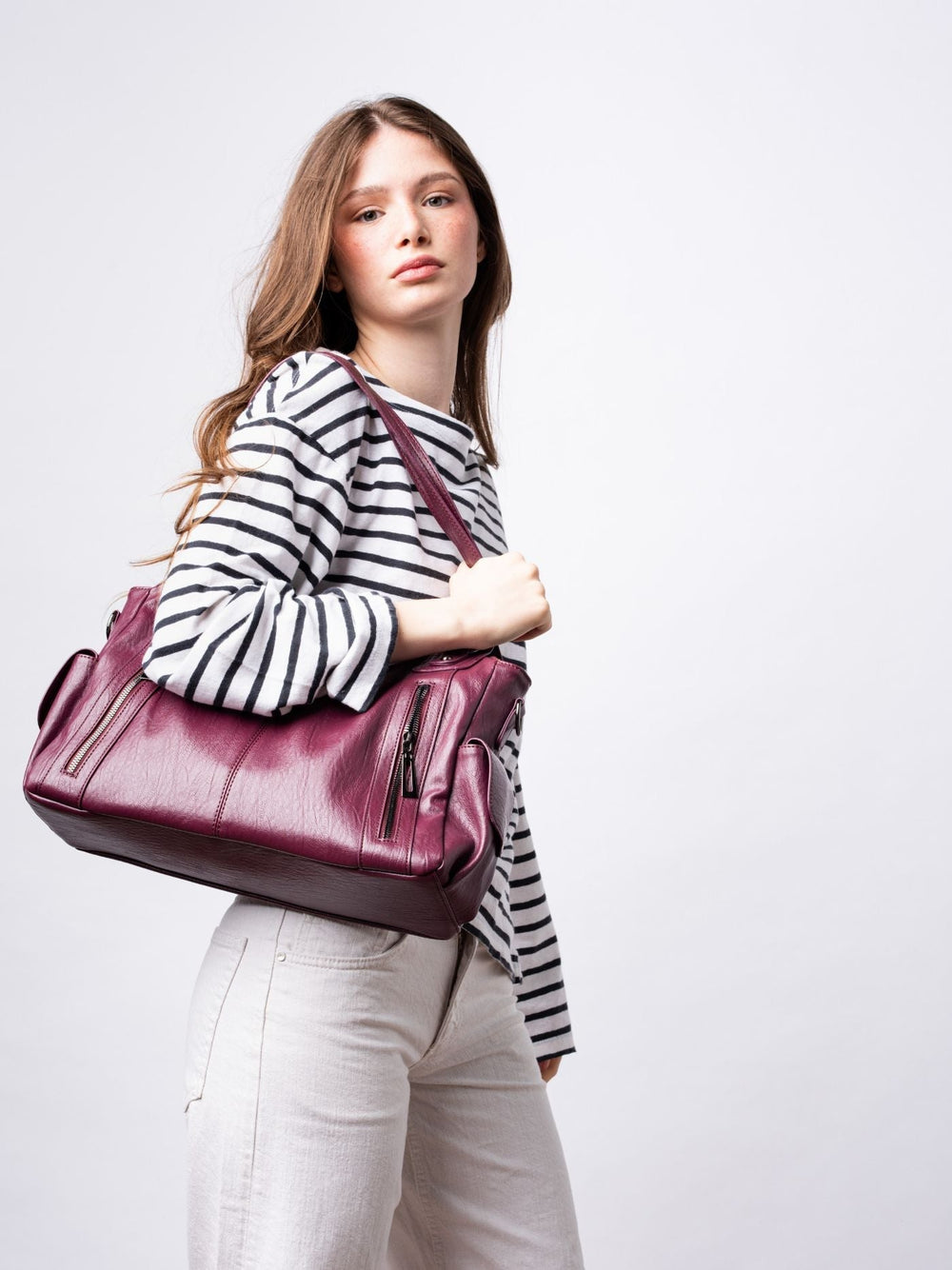 Stylische Handtasche mit Reißverschlusstaschen & Abnehmbarem Trageriemen – Ideal für Alltag & Reisen