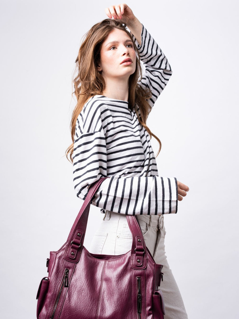 Stylische Handtasche mit Reißverschlusstaschen & Abnehmbarem Trageriemen – Ideal für Alltag & Reisen