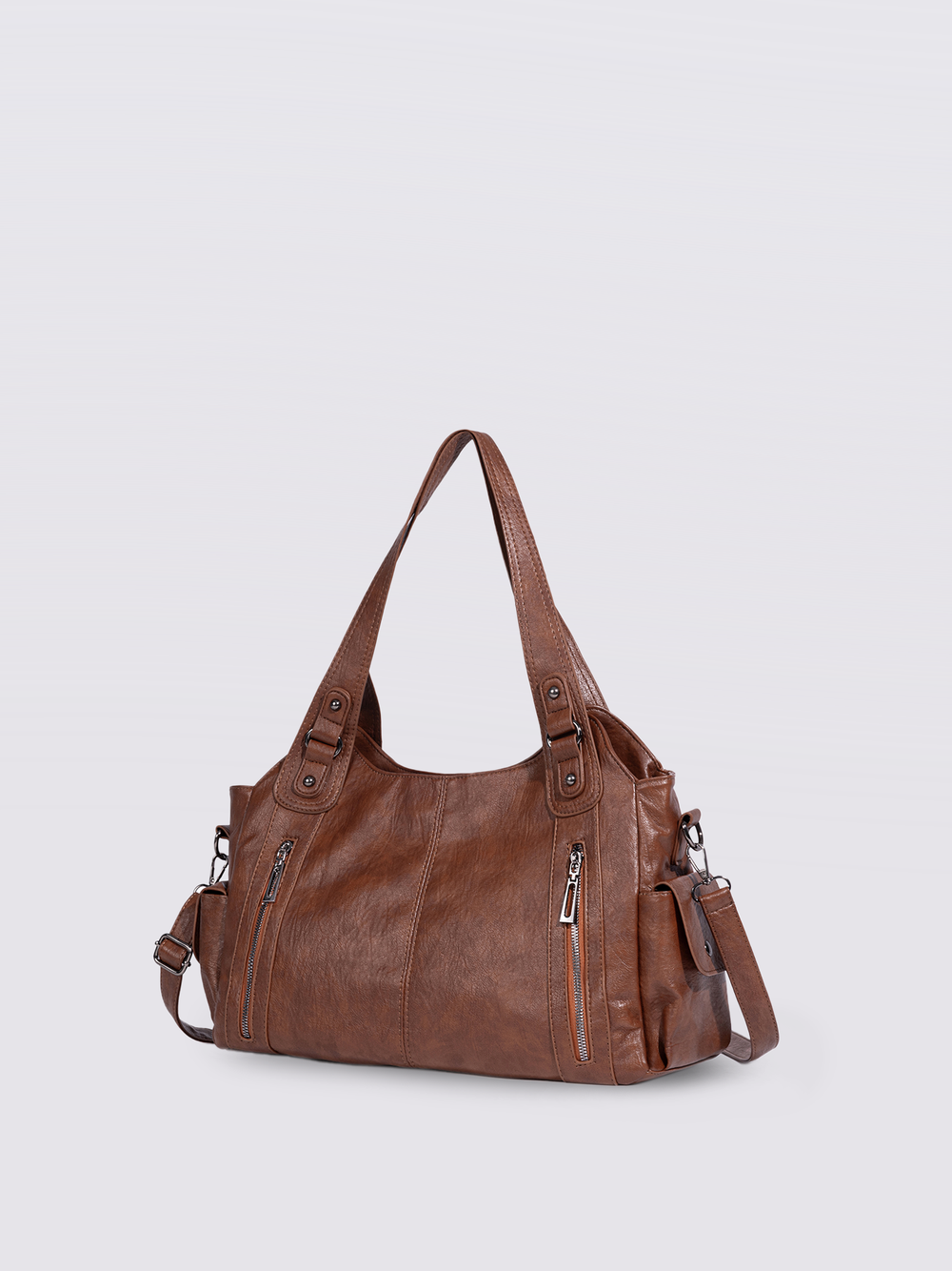 Stylische Handtasche mit Reißverschlusstaschen & Abnehmbarem Trageriemen – Ideal für Alltag & Reisen