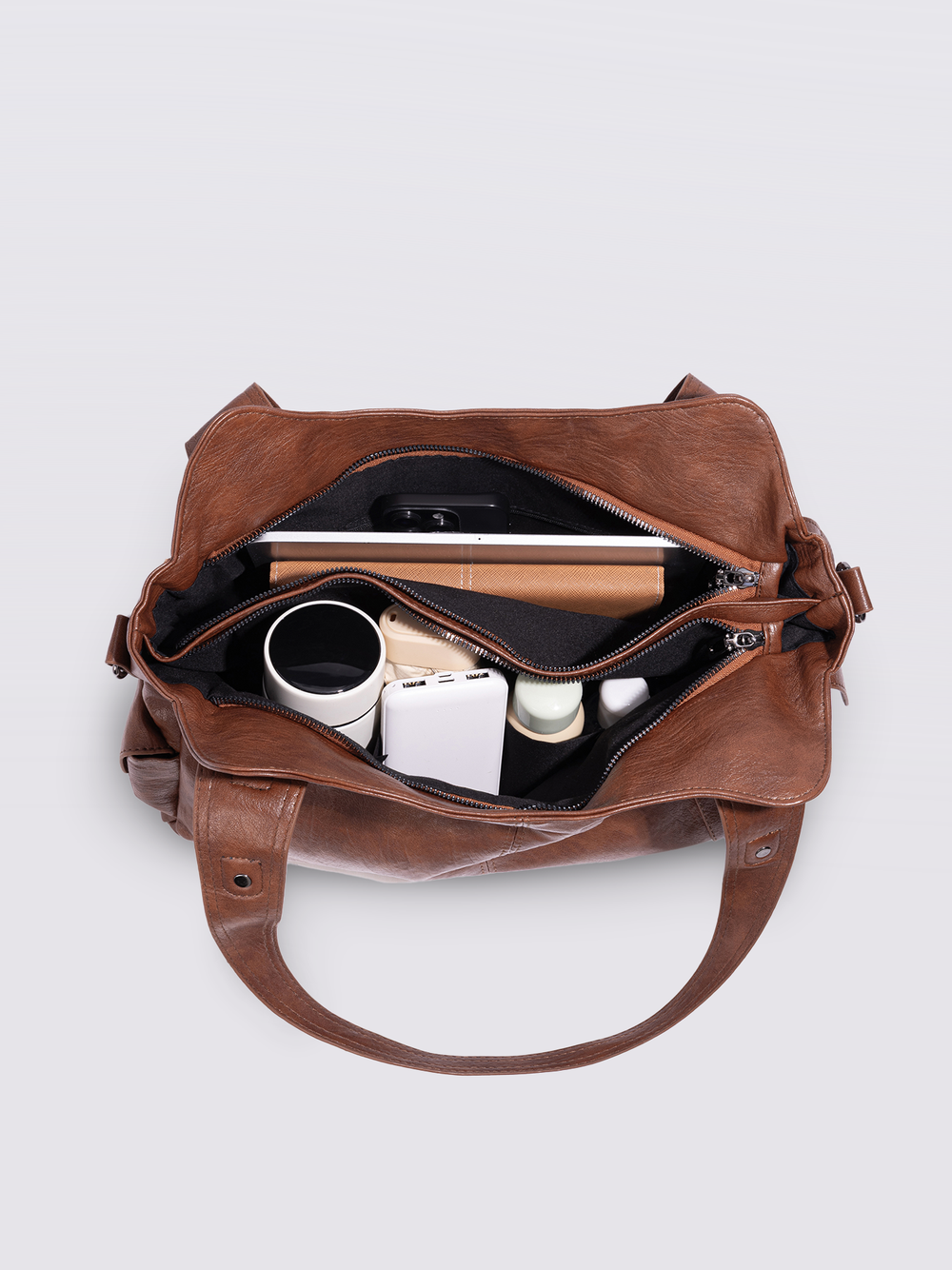 Stylische Handtasche mit Reißverschlusstaschen & Abnehmbarem Trageriemen – Ideal für Alltag & Reisen