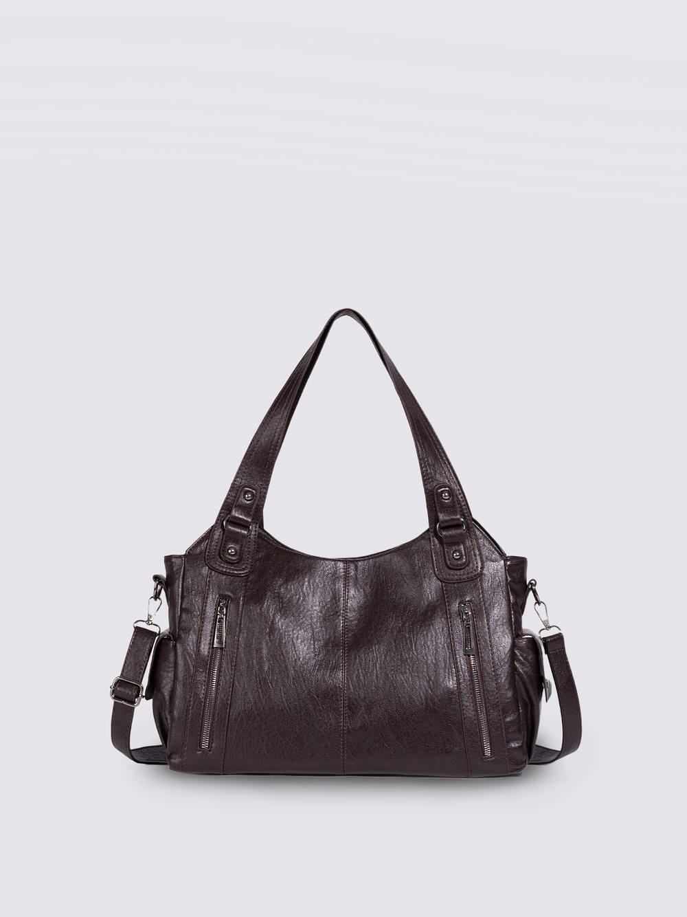 Stylische Handtasche mit Reißverschlusstaschen & Abnehmbarem Trageriemen – Ideal für Alltag & Reisen