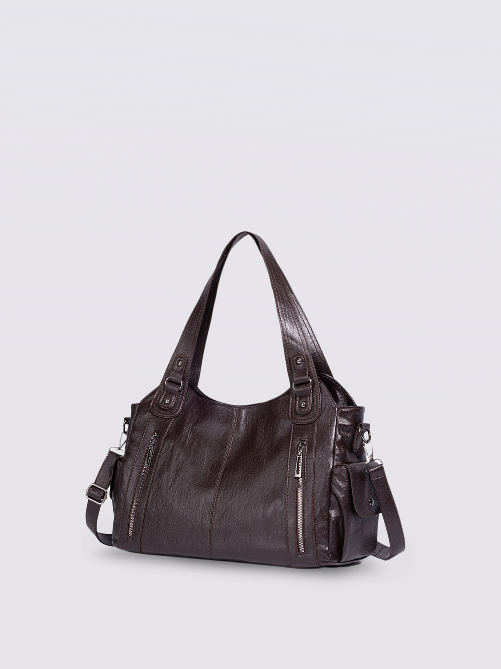 Stylische Handtasche mit Reißverschlusstaschen & Abnehmbarem Trageriemen – Ideal für Alltag & Reisen