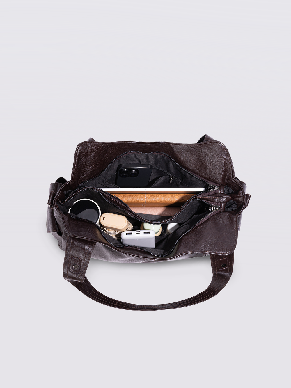 Stylische Handtasche mit Reißverschlusstaschen & Abnehmbarem Trageriemen – Ideal für Alltag & Reisen