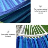 Kalsten | Outdoor Double Thick Canvas Hammock Indoor Swing with Removable Curved Bar, Size: 200x100cm (Dark Blue)