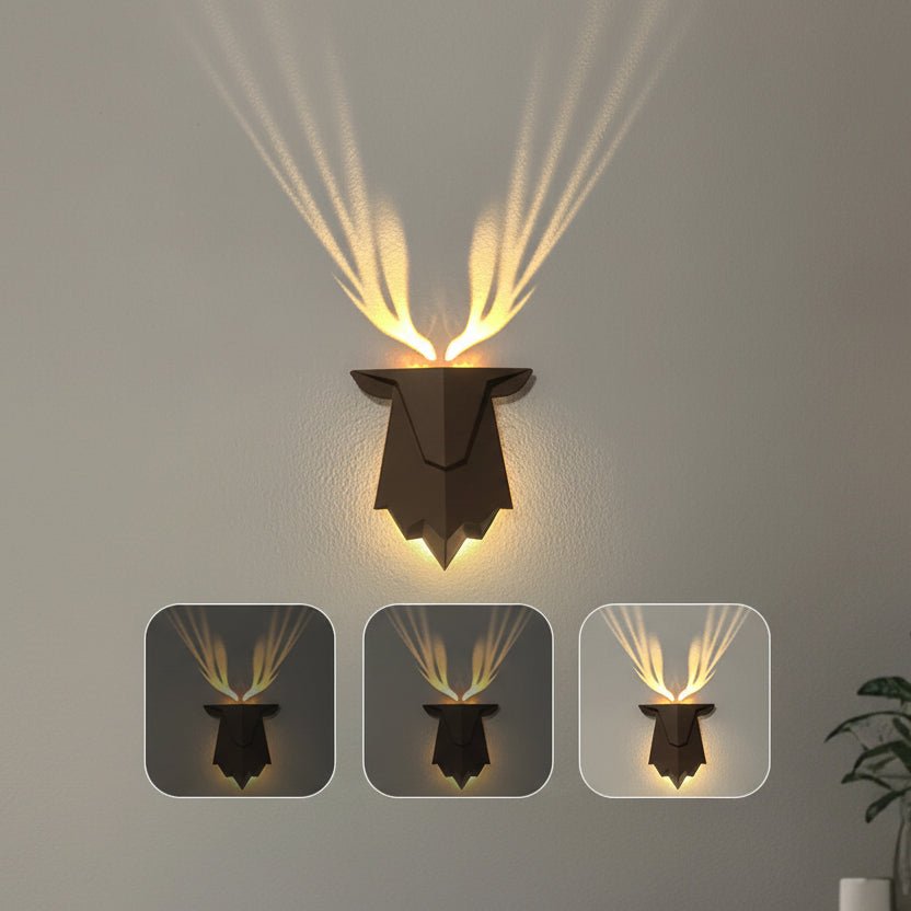 Deer Wall Lamp – Dimmable 3 Levels, Wireless Rechargeable & Remote Control