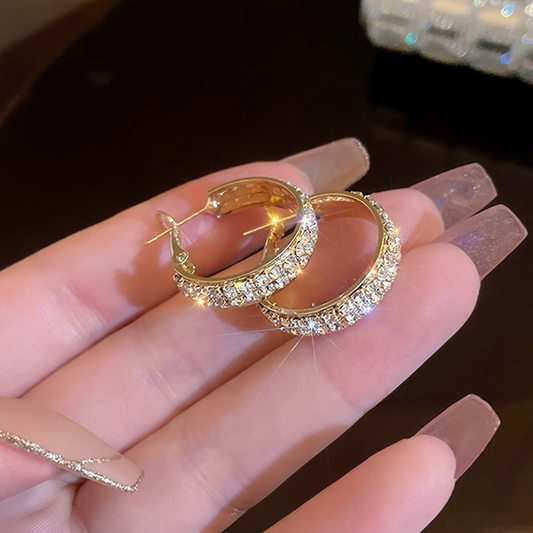 Crystal Hoop Earrings – Mother's Day Gift, Gold Tone & Elegant Jewelry